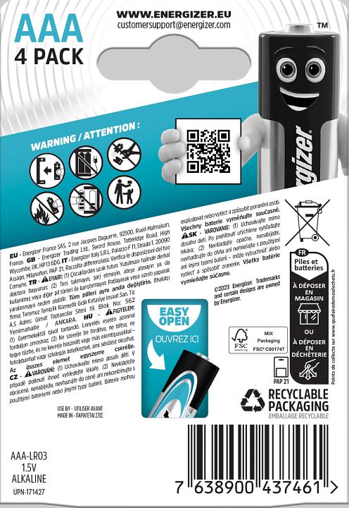 Immagine prodotto Energizer Max Plus (4 pz., AAA, 1300 mAh)