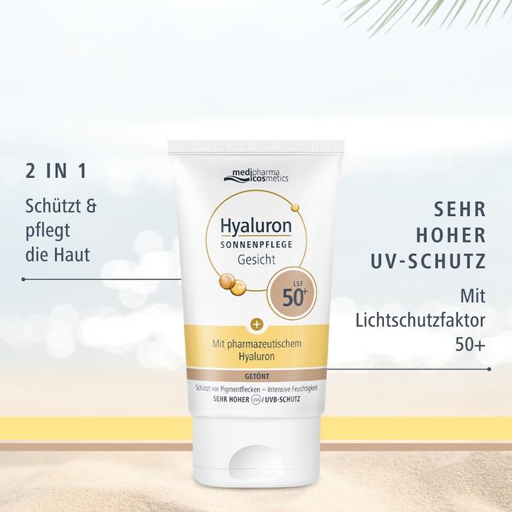 Produktbild Medipharma cosmetics Hyaluron Sonnenpflege Gesicht getönt LSF 50+, 50 ml Creme (Sonnencreme Gesicht, SPF 50+, 50 ml)