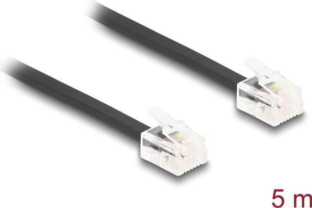 Image du produit Delock Câble téléphonique RJ11 mâle vers RJ11 mâle noir 5 m