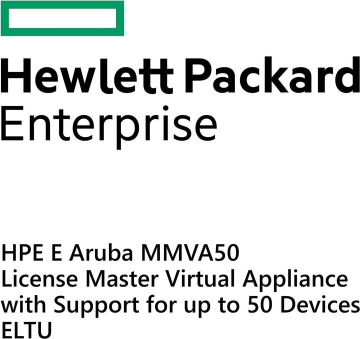 Image du produit HPE E Aruba MM-VA-50 License, Master Virtual Appliance with Support for up to 50 Devices, E-LTU (50 Dispositifs)