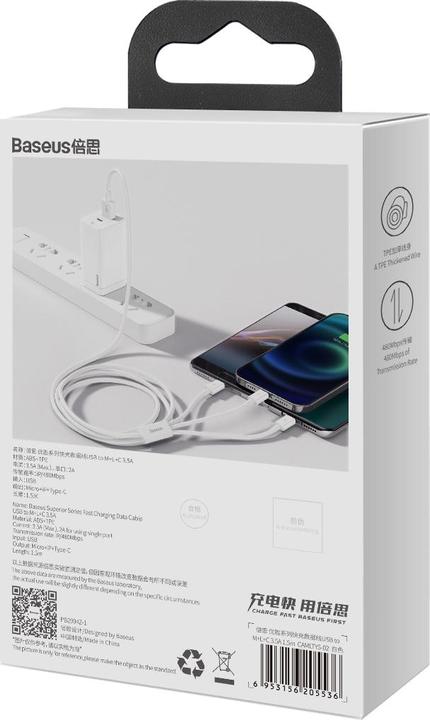 Actual product image Baseus 3 in 1 Multicharger USB-Cable (1.50 m, USB 2.0)
