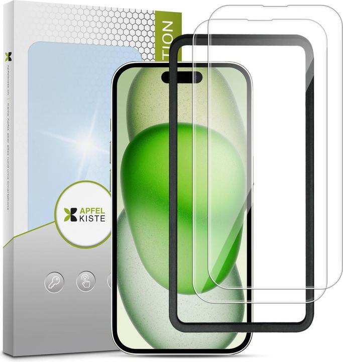 Actual product image Apfelkiste - Panzer Glas Displayschutzfolie mit Montagerahmen (2er Set) (2 Piece, Apple iPhone 16 Pro)