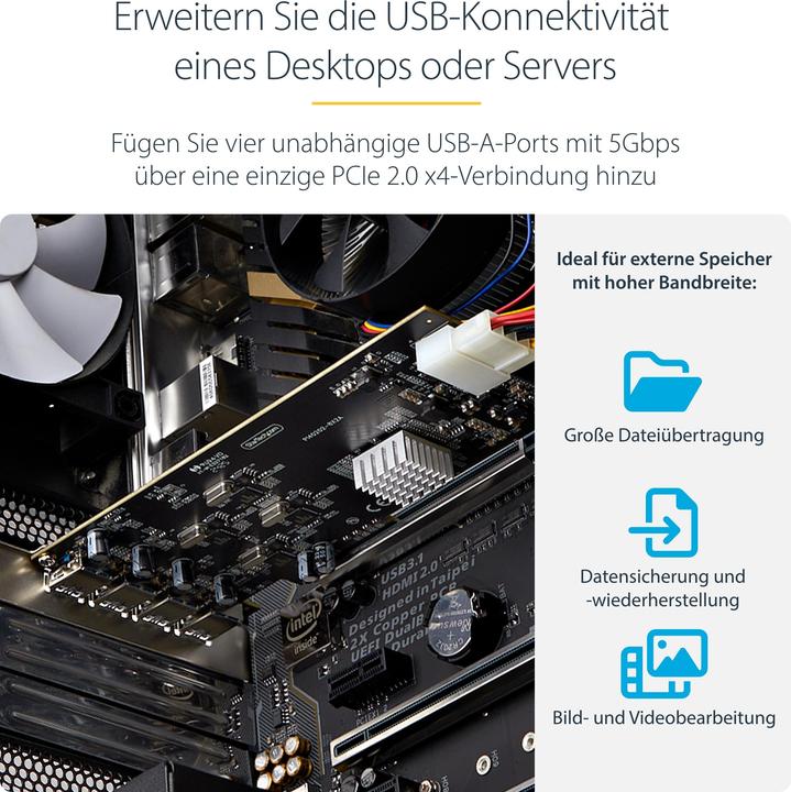 Produktbild StarTech 4-PORT USB-A PCIE CARD 5GBPS
