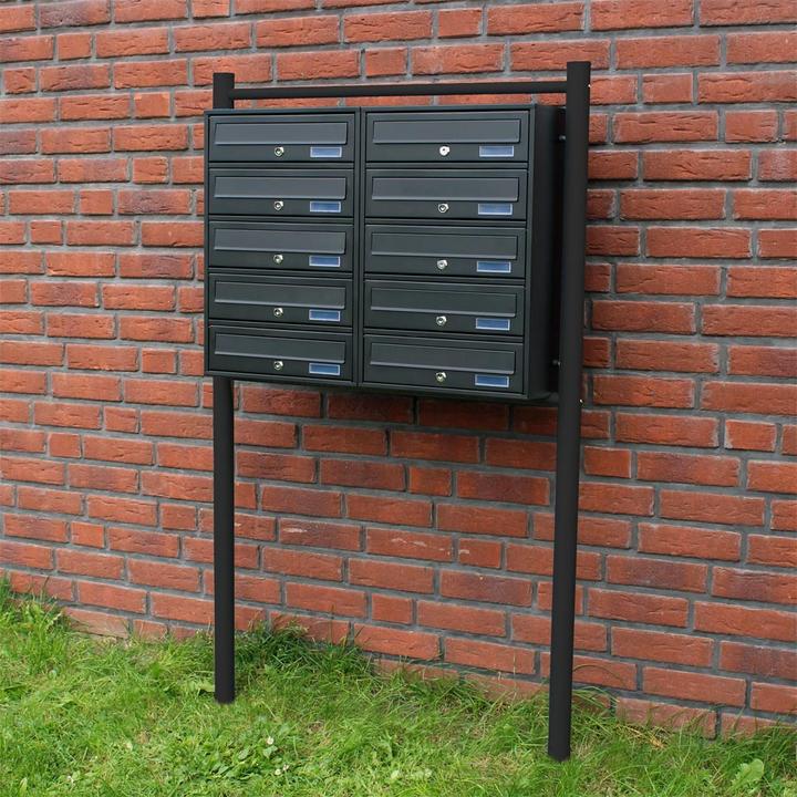 Produktbild Wiltec 10er Briefkastenanlage schwarz 2x5 Fächer Standbriefkasten Briefkasten