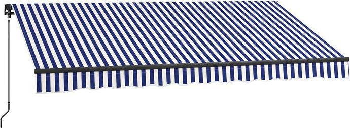 Produktbild Swisshandel24 3,5x3 m Markise Wandmontage Balkonmarkise mit Handkurbel, Sonnenschutz, Sonnendach Alu Blau+Weiss (2.90 m)