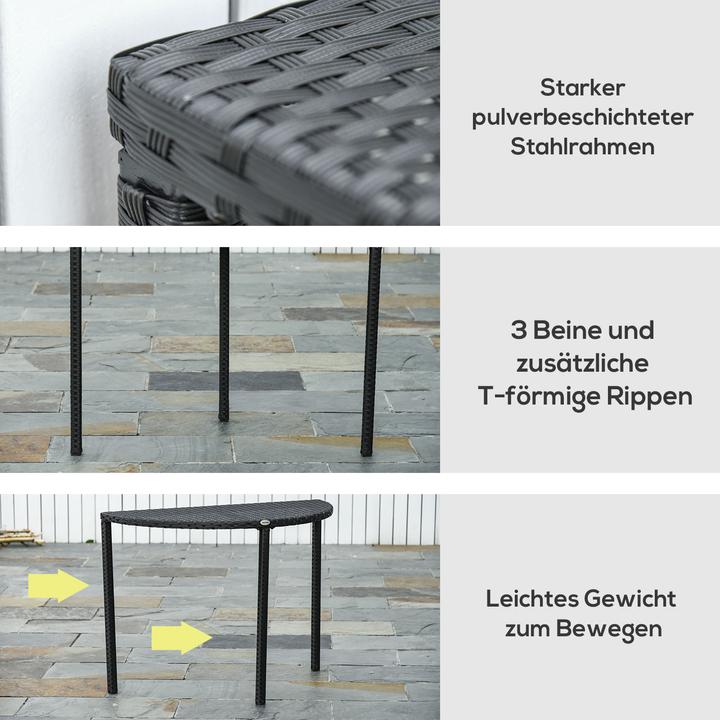 Image du produit Outsunny Rotin Table de balcon semi-circulaire (50 cm)
