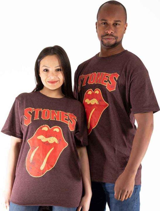 The Rolling Stones Rolling Stones The T Shirt Gothic Text Band Logo Official Unisex Brown L (L)