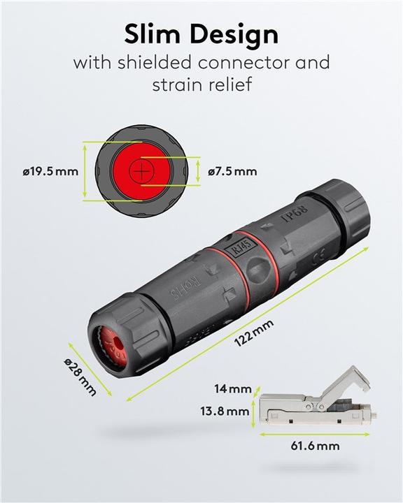 Actual product image Goobay Outdoor (IP68) network cable connector (Network coupling)