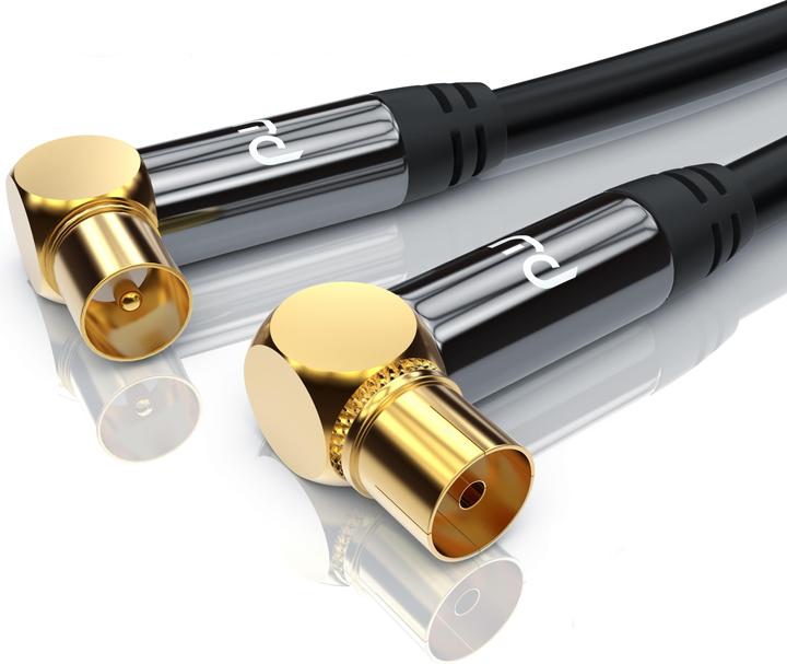 Actual product image Primewire Antenna Cable 90° Angled | HDTV Premium Coaxial Cable 135dB / 75 Ohm | FullHD / 4k Ultra HD (85 dB, Antenna cable)
