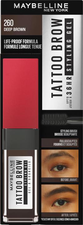 Image du produit Maybelline New York Gel coiffant Tattoo Brow 36H (260 Marron foncé)