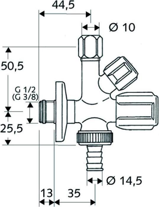 Produktbild Schell Angle valve, 1/2 " x 3/8 " x 3/4 " combined
