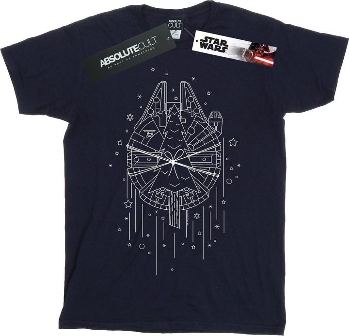 Actual product image Star Wars Mens Millennium Falcon Christmas Tree Delivery T-Shirt (XXL)