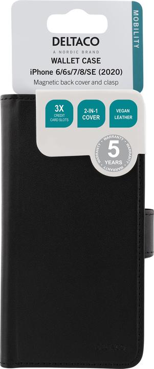 Immagine prodotto Deltaco Custodia portafoglio 2 in 1 per iPhone 6/6s/7/8/SE 2020 retro magnetico (Apple iPhone 6)