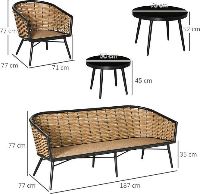 Actual product image Swisshandel24 Polyrattan garden furniture set 5-piece rattan sofa set seating set for break lounge Teetis