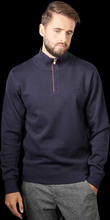 GANT Sacker Rib Pullover Half Zip Evening Blue