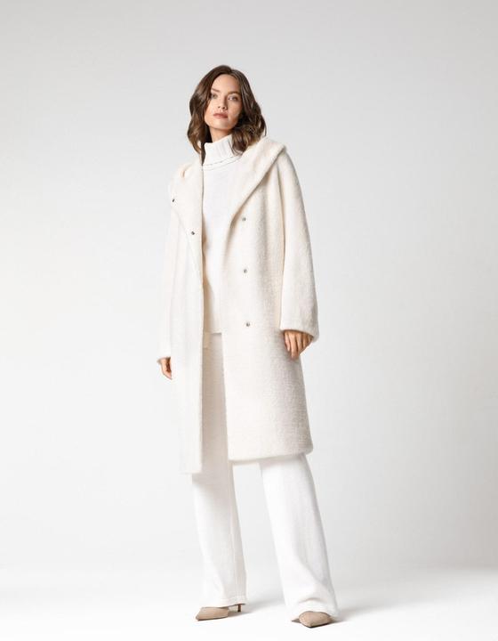 Immagine prodotto Furnari Cappotto in eco-pelliccia liscia con cappuccio - bianco neve (44,46) (44, 46)