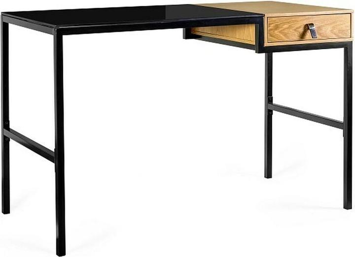 Productafbeelding Unique Bureau met lade LESTE 120 x 60 cm zwart/eiken (120 x 76 x 60 cm)