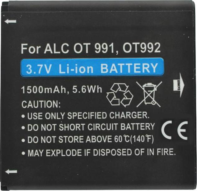 Actual product image Alcatel Battery One Touch 991 BatteryBY78, CAB32A0000C1, CAB32A0000C2, TLiB32A