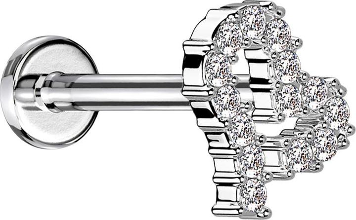 Produktbild Star Piercing Micro Labret Innengewinde silber Herz Kristalle silber (Chirurgenstahl 316L, Messing)