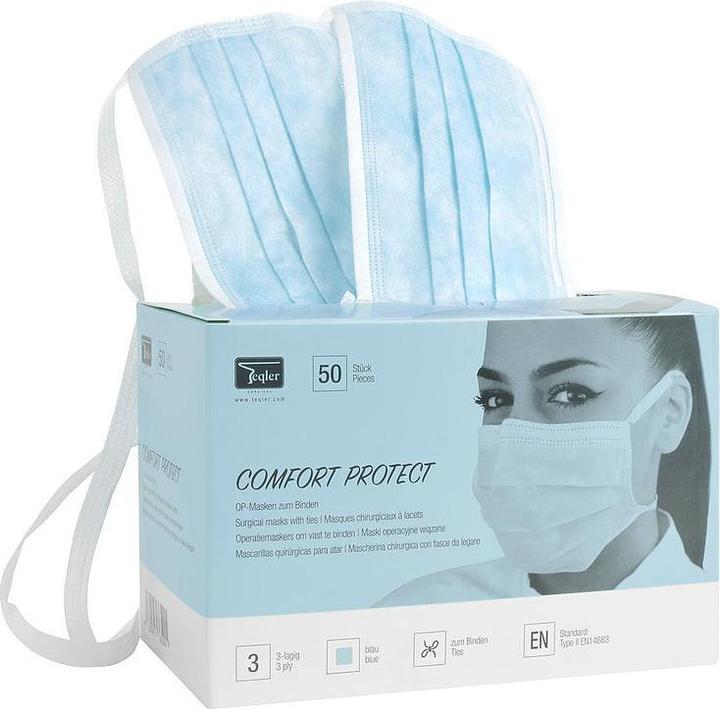 Image du produit Teqler Masques chirurgicaux à nouer bleu (Classe de protection II, 50 x)