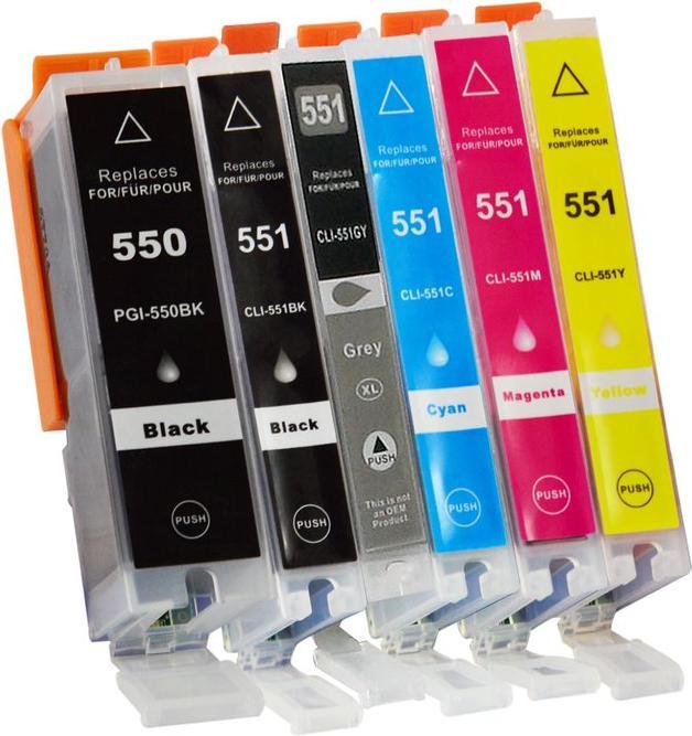 Immagine prodotto Hermex Cartucce di ricambio compatibili Canon PGI-550 CLI-551 (M, Y, PGBK, FC, GY, C)