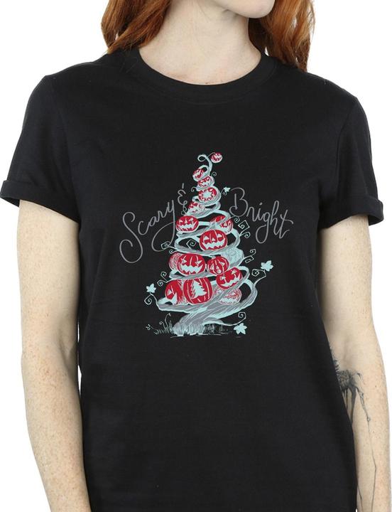 Actual product image Disney Womens/Ladies The Nightmare Before Christmas Scary & Bright Cotton Boyfriend T-Shirt (4XL)