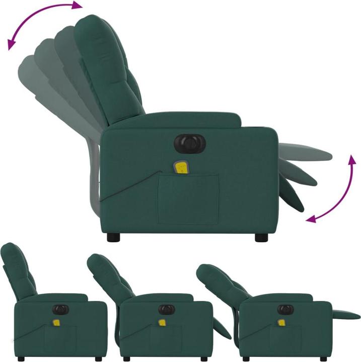 Produktbild VidaXL Massagesessel Fernsehsessel Relaxsessel Elektrisch Dunkelgrün Stoff