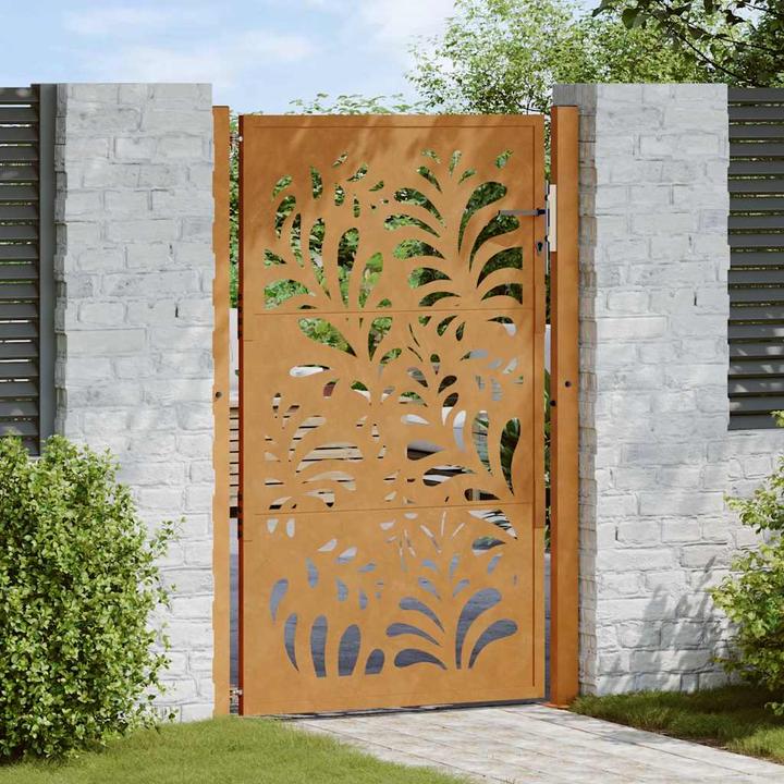 Actual product image VidaXL Garden gate 105x155 cm Weatherproof steel wave design fence gate