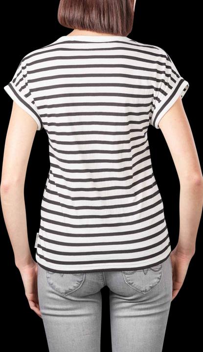 Actual product image Marc O'Polo Deep Round Neck T-Shirt Short Sleeve Multi/Black (XXS)