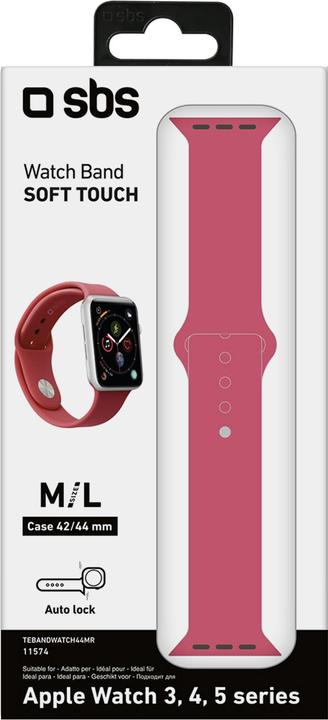 Produktbild SBS Armband Grösse M/L für Apple Watch Series 3/4/5/6/7/SE 44mm rot (44 mm, Silikon)