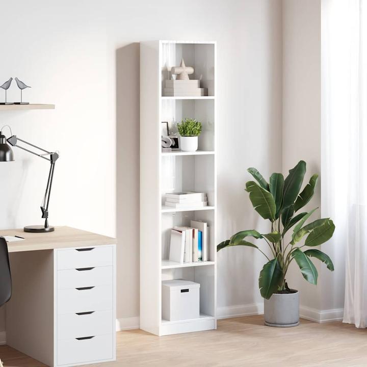Actual product image VidaXL Bücherregal Hochglanz-Weiss 40x24x176 cm Holzwerkstoff (40 x 24 x 176 cm)