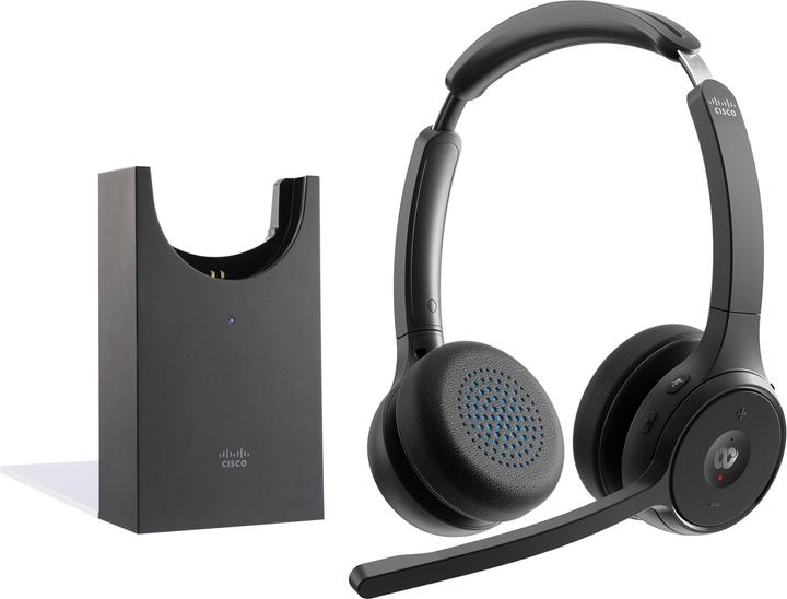 Cisco Headset 722 Wireless Dual+Stand Carbon Black Usba Bundle (Wireless, USB-A)