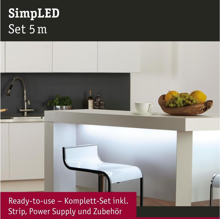 Image du produit Paulmann Ensemble complet de bandes LED SimpLED (Blanc froid, 500 cm, Intérieur)