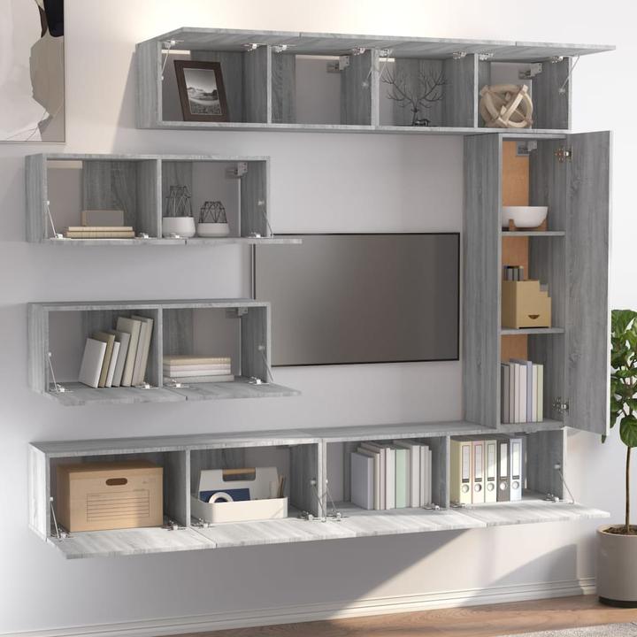 Actual product image VidaXL 7-piece TV cabinet set grey Sonoma wood-based material, colour: grey (30 x 30 x 30 cm)