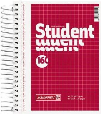 Produktbild Collegeblock Student DIN A6 kariert 70g/m² Karton rot 160 Bl. (A6, Kariert)
