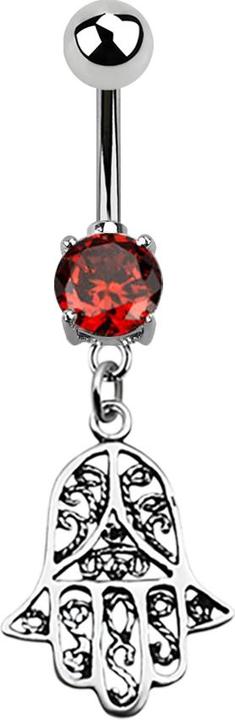 Image du produit Star Piercing Banane argent avec pendentif hamsa orange (sans laiton, Argent sterling 925, Acier chirurgical 316L)