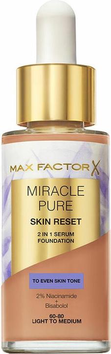Max Factor Miracle Pure Skin Reset 2in1 Serum Foundation - Makeup 30 ml 60-80 Light To Medium