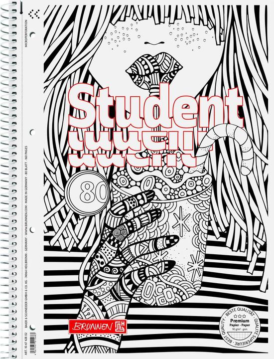 Produktbild Collegeblock ZENart Cocktail, A4, Liniert, Weiss Schwarz (A4, Kariert)