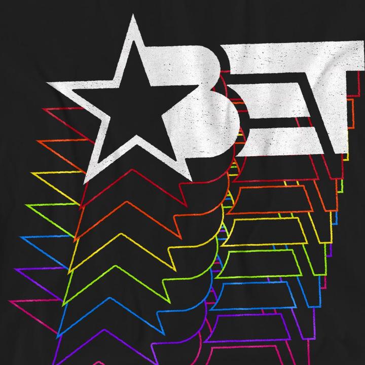 Actual product image Bet Unisex Adult Cascading Rainbow Logo T-Shirt (M)