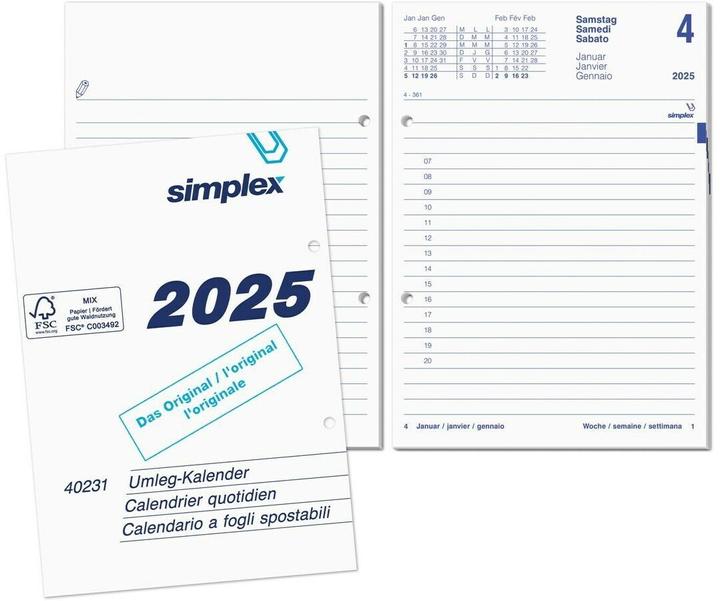 Immagine prodotto Simplex Calendari girevoli perforato (12 x 17 cm, Tedesco, Inglese, Italiano, Francese)