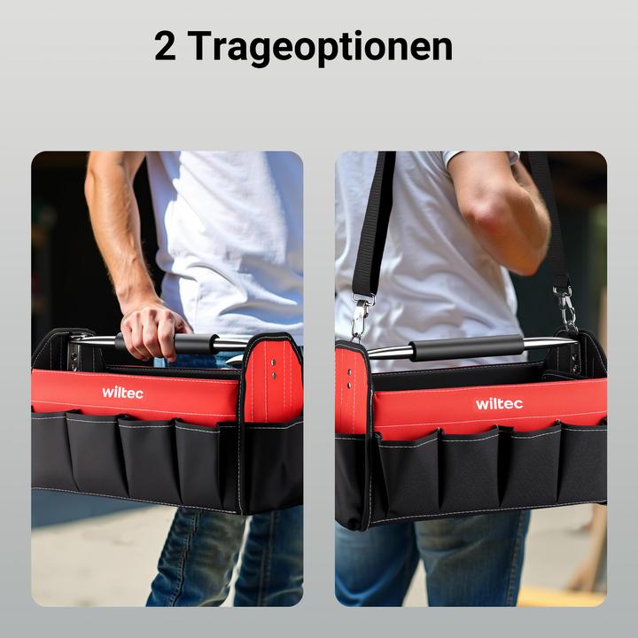 Actual product image Wiltec Tool bag 41x19x25.5cm Work bag 14 compartments Tool bag Strap