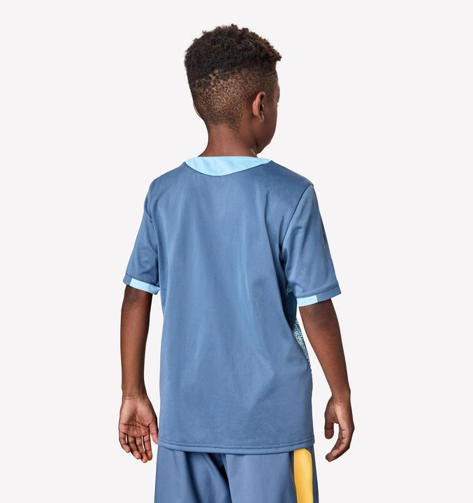 Immagine prodotto Kipsta Kinder Fussball Trikot kurzarm - VIRALTO Kids Roarrr Cheetah blau/grau (5, 6)