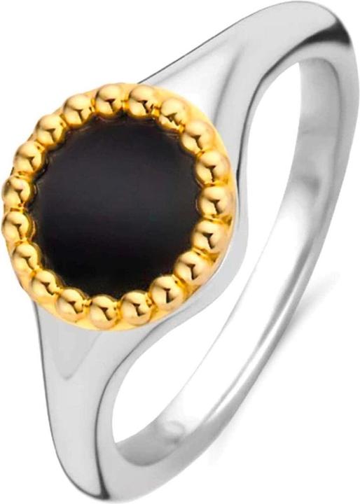Ti Sento Milano Ring mit Onyx bicolor vergoldet 12207BO (56, 925 Silber)