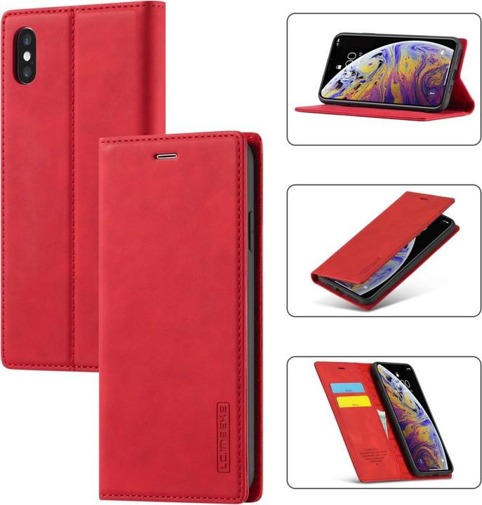 Productafbeelding Cover-Discount iPhone Xs / X - Stand Flip Case Cover rood (Apple iPhone XS)