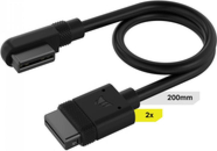 Corsair Câble iCUE LINK, 2x 200mm avec connecteurs droits/étroits 90°, Noir