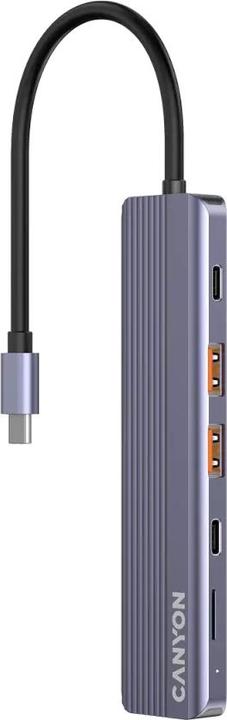 Produktbild Canyon USB-6-in1 HUB USB-C > HDMI/2xUSB-A/SD/1xUSB-C 100W retail (USB-C, 6 Ports)
