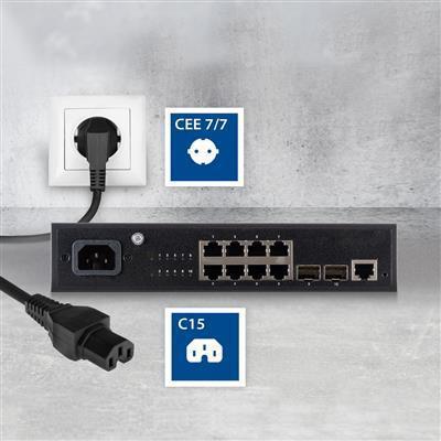 Actual product image Powercord mains connector CEE 7/7 male (angled) - C15 black 2 m (2 m)