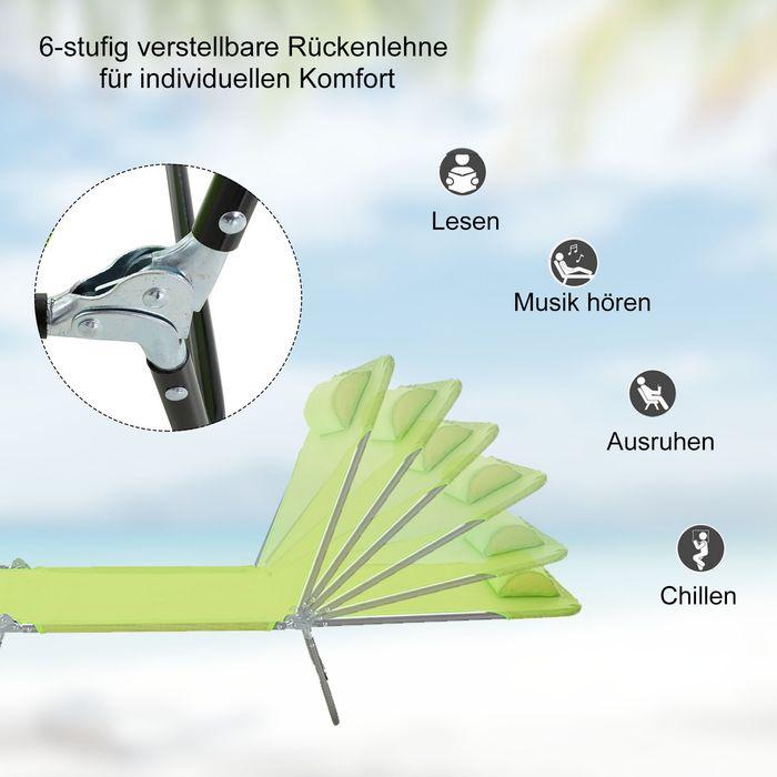 Actual product image Swisshandel24 Sonnenliege Gartenliege Relaxliege Bäderliege Zweibeinliege 4 Farben (Grün) (182 cm)