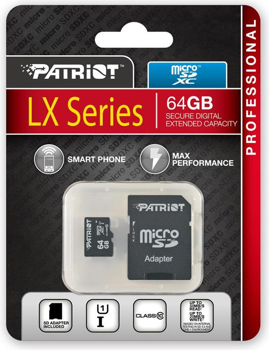 Actual product image Patriot microSDXC memory card class 10 (64 GB, microSDXC)