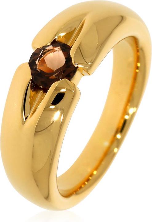 Image du produit Xen Bague avec 5 mm de quartz fumé env. 0,50 ct. plaqué or jaune (58, Argent 925)